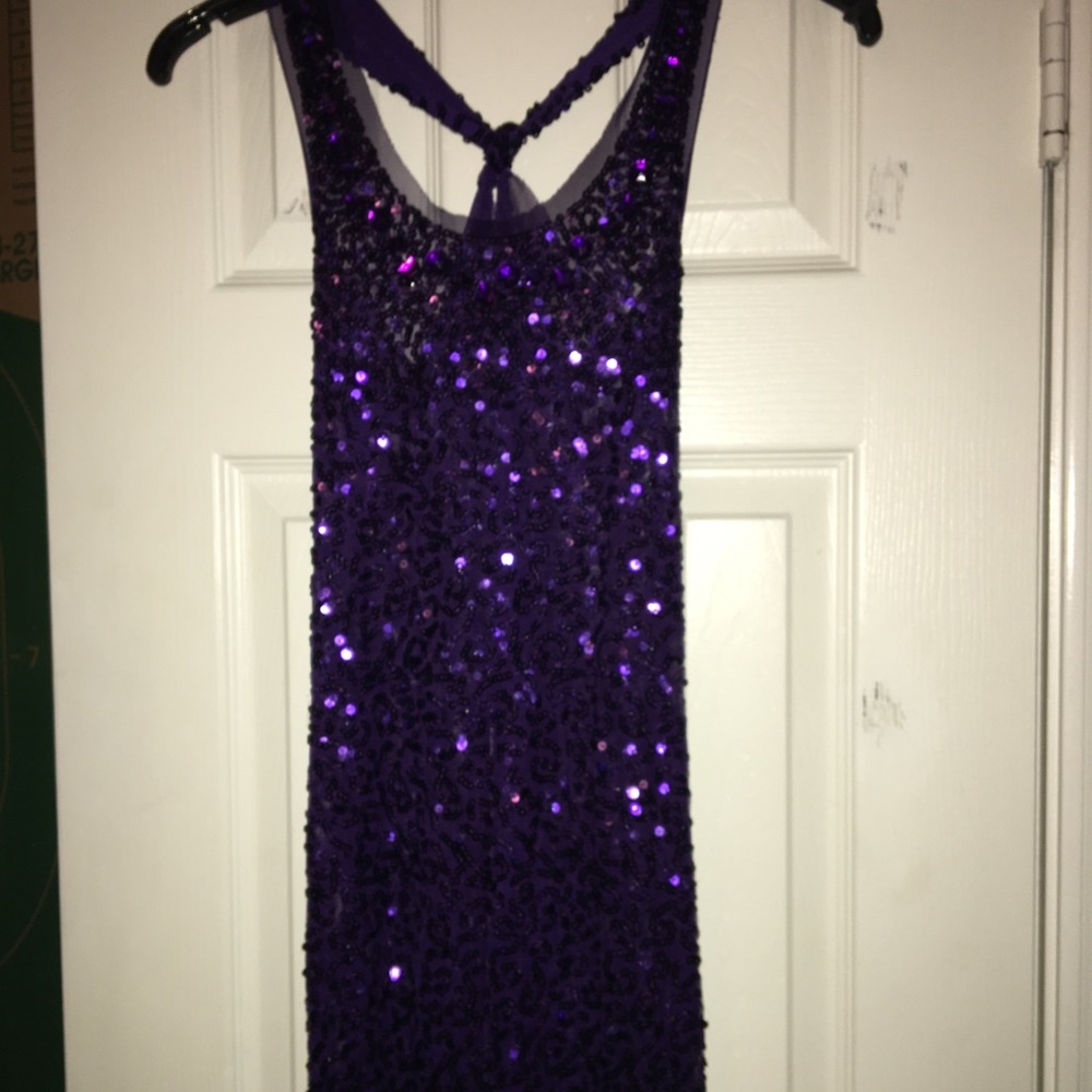 Wildcat Purple Sheer Sequined Halter Top